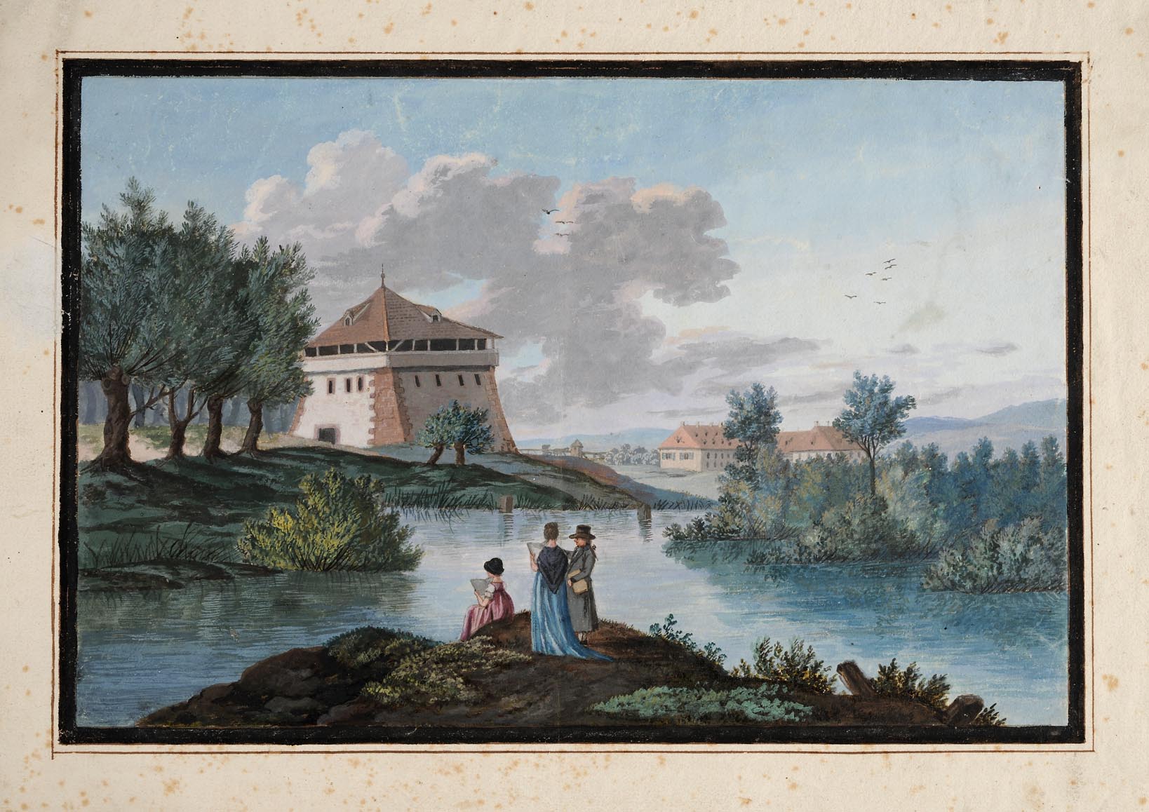 VUE DES ENVIRONS DE STRASBOURG : BLOCKHAUS AU PETIT RHIN_0